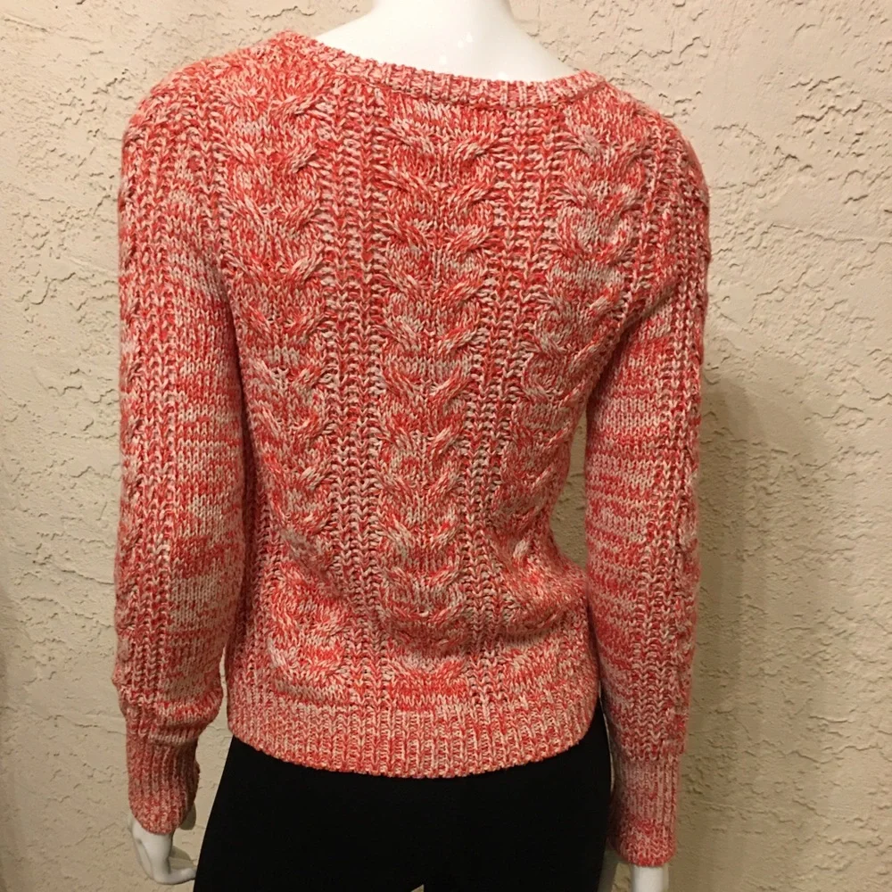 Free People Marled Cable Knit Crop Sweater Sz S/P